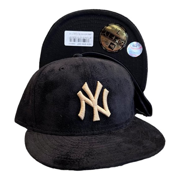 New Era New York Yankees 59FIFTY Fitted Hat Cap Black Tan Suede - Picture 1 of 7